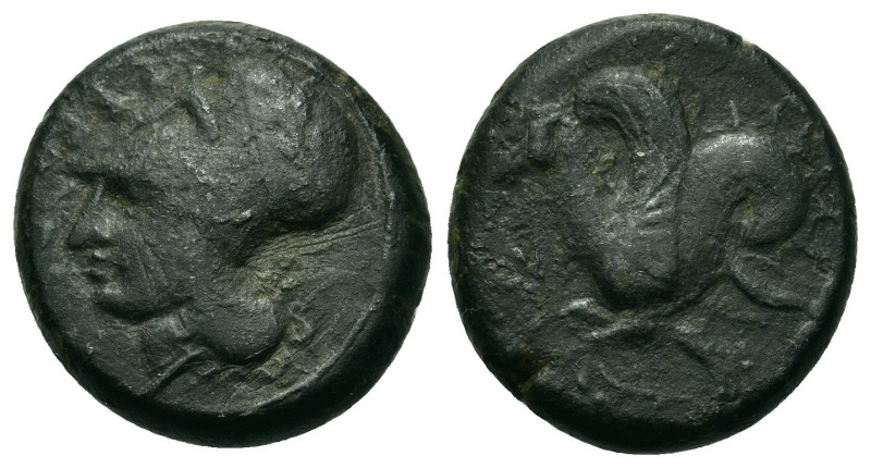 Sicily, Syracuse, 400-390 BC. Æ Hemilitron (18,8mm, 7.1g). Head of Athena l., we...