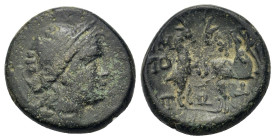 Macedon, Amphipolis, c. 187-168/7 BC. Æ (20,3mm, 7.2g). Laureate head of Apollo r. R/ Two rampant goats confronted. Cf. SNG ANS 114-7.