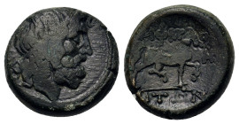 Macedon, Amphipolis, c. 187-168/7 BC. Æ (18mm 6,90g.). Diademed head of Philip II right. R/ Horse advancing right; monograms above and to right. Toura...