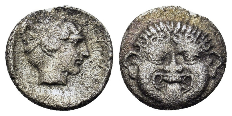 Macedon, Neapolis, c. 424-350 BC. AR Hemidrachm (13mm 1,66g.). Facing gorgoneion...