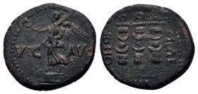 Macedon, Philippi. Pseudo-autonomous issue. Time of Claudius or Nero (41-68). Æ Assarion (17,7mm, 4.7g). VIC - AVG Victory standing to left on base, h...