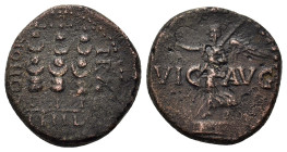 Macedon, Philippi. Pseudo-autonomous issue. Time of Claudius or Nero (41-68). Æ (18,5 mm, 5,50g). VIC - AVG Victory standing to left on base, holding ...