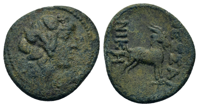 Macedon, Thessalonica, c. 187-131 B.C. Æ (18,5mm, 4,70g). Head of Dionysos r., w...