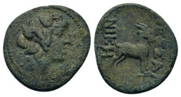 Macedon, Thessalonica, c. 187-131 B.C. Æ (18,5mm, 4,70g). Head of Dionysos r., wearing ivy wreath. R/ ΘΕΣΣΑΛΟΝΙΚHΣ, goat standing right. Touratsoglou ...
