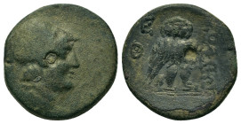 Cilicia, Soloi-Pompeiopolis, c. 2nd-1st Century BC. Æ (19mm, 6,00g). Helmeted head of Athena r. R/ Owl standing facing, slightly right. SNG Levante 86...