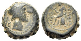 Seleukid Kings. Antiochos I Soter (281-261 BC). Æ (13mm, 2.98g, 12h). Antioch mint. Diademed head right. R/ Apollo Delphios seated left on omphalos; m...