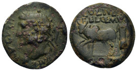 Augustus (27 BC-AD 14). Lycaonia, Lystra. Æ Diassarion (25mm 10,00g). [IMPE AVG]VSTI Laureate head of Augustus left; behind, cornucopiae. R/ COL IVL F...