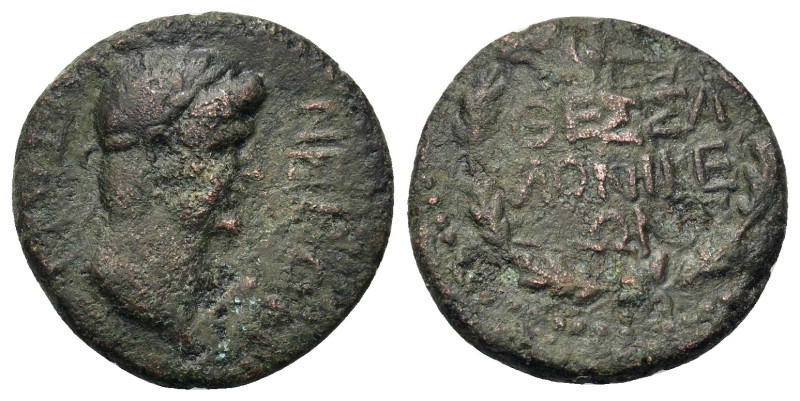 Nero (54-68 ). Macedon, Thessalonica. Æ (21,5mm 6,00g). ΝΕΡΩΝ ΣΕΒΑΣΤΟΣ laureate ...