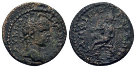Caracalla (198-217). Macedon, Amphipolis. Æ 22mm (6,80g.). Laureate head r. R/ City-goddess seated left, holding patera. SNG ANS -. Good VF and extrem...