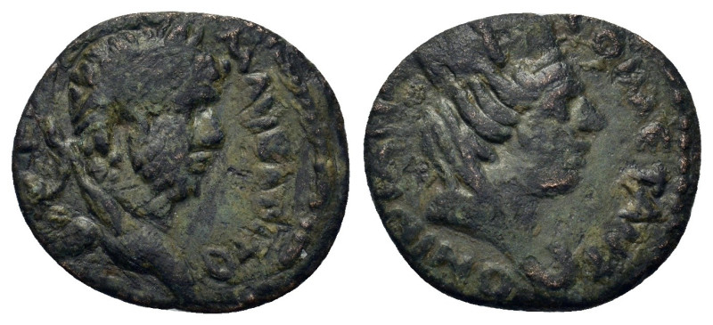 Macrinus (217-218). Mesopotamia, Edessa. Æ (19 mm, 2.8g). Laureate, draped, cuir...