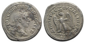 Philip II (247-249). Seleucis and Pieria, Antioch. BI Tetradrachm (27mm, 12.90g, 6h), AD 249. Laureate, draped and cuirassed bust r. R/ Eagle standing...