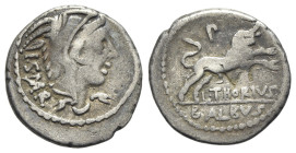 L. Thorius Balbus, Rome, c. 105 BC. AR Denarius (20mm, 3.72g, 9h). Head of Juno Lanuvium r., wearing goat skin. R/ Bull charging r.; P above. Crawford...