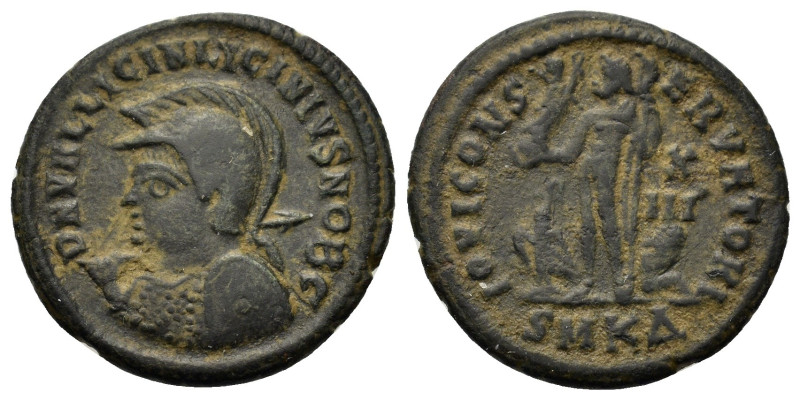 Licinius II (Caesar, 317-324). Æ Follis (20,7mm, 3.9g). Cyzicus. Helmeted and cu...