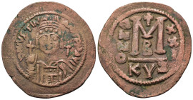 Justinian I (527-565 AD). Æ 40 Nummi (39mm 18,50g). Cyzicus. D N IVSTINIANVS P P AVG. Helmeted and cuirassed bust facing, holding globus cruciger and ...