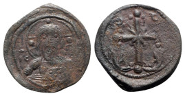 Anonymous, time of Nicephorus III (1078-1081). Æ 40 Nummi (26mm, 5.98g, 6h). Constantinople. Bust of Christ Pantokrator facing, raising hand in benedi...