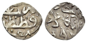 Ottoman Empire. Mehmed IV (1058 - 1098 H. / 1648 - 1687). Akce (9mm, 0.22g, 12h). 1058 H. Dimisk. Title and name. R/Mint and year of accession.