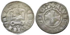 Principality of Achaea. Gui II de La Roche (1287-1308). BI Denier (18mm, 0.60g, 5h). Thebes. Cross pattée. R/ Château tournois. Metcalf, Crusades 1059...