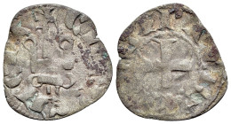 Achaea, Philippe de Taranto ? (1307-1313). BI Denier (18.5mm, 0.79g, 3h). Corinth. Cross pattée. R/ Château tournois. Cf. Metcalf, Crusades 979-982. G...