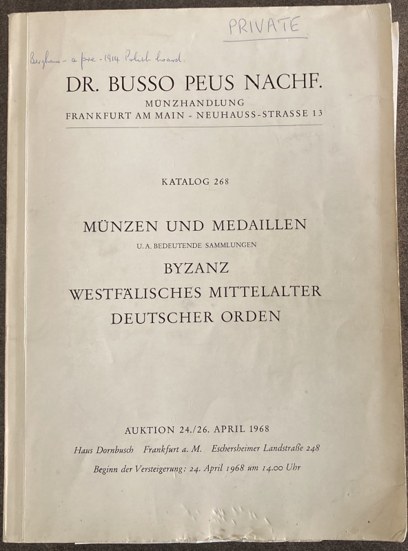 Busso Peus Nachf. Munzhandlung, Katalog 268 Munzen und Medaillen U. A. Bedeutend...