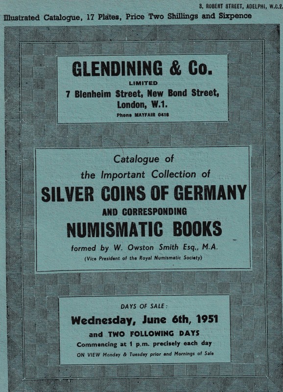 Catalogue of the Important Collection of Silver coins of Germany and correspondi...