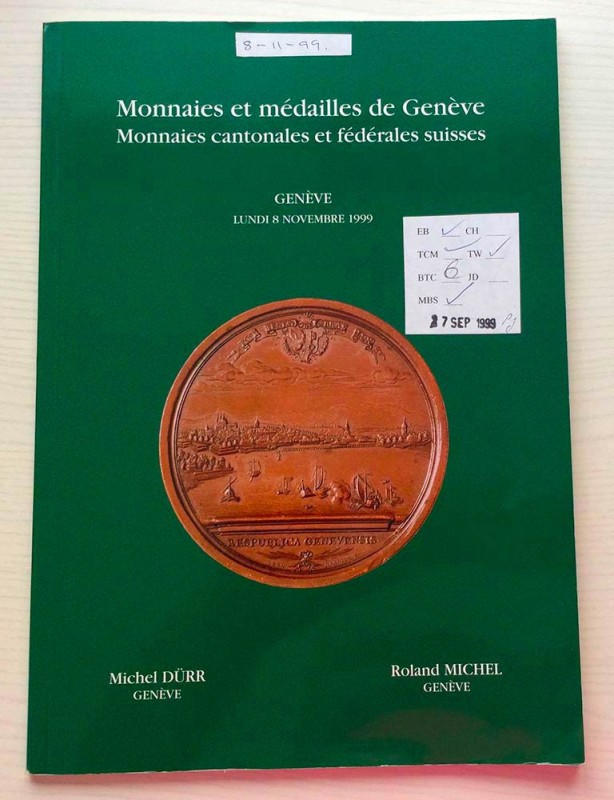 Durr M.Michel R. Monnaies et Medailles de Geneve. Monnaies Cantonales et Federal...