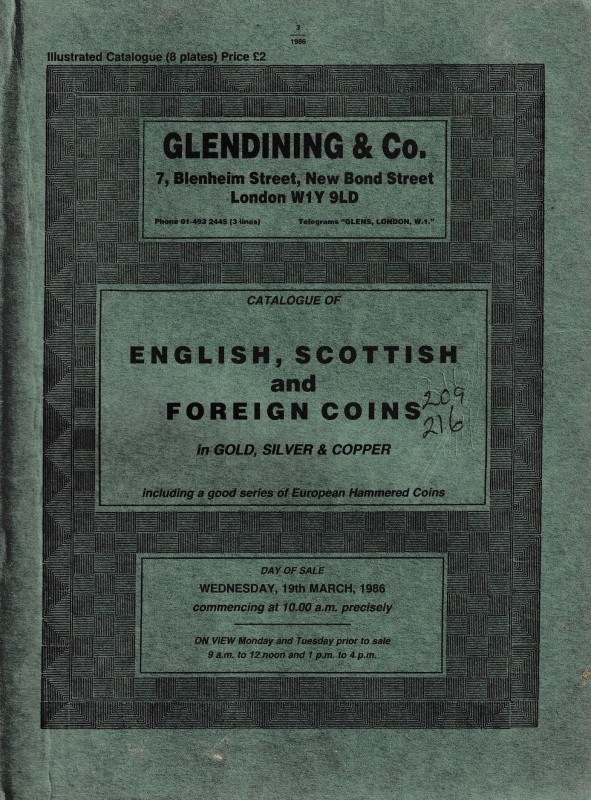 Glendining & Co., Catalogue of English, Scottish and Foreign Coins in Gold, Silv...