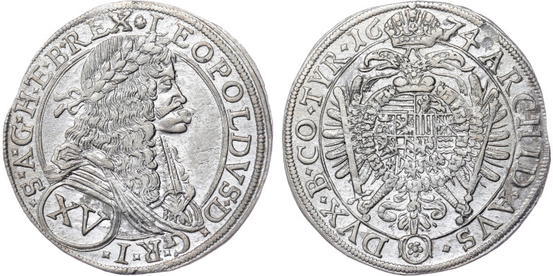 Leopold I, House of Habsburg
XV Kreutzer 1674 Vienna

Leopold I., RDR
XV Kreuzer...