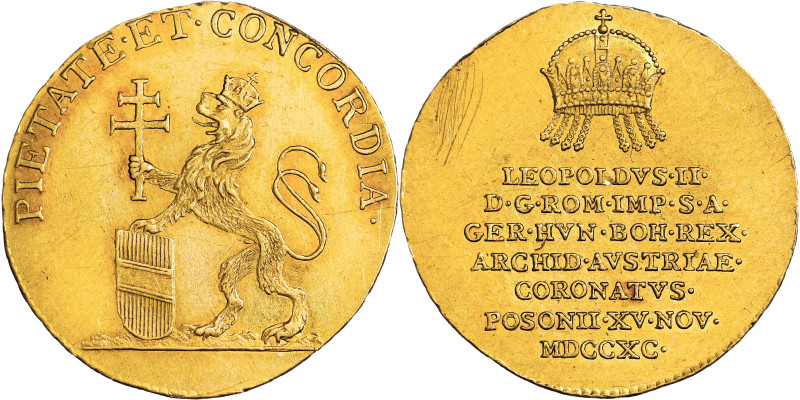 Leopold II, House of Habsburg
Gold Token 1790 (3/4 Ducat), Coronation of hungari...