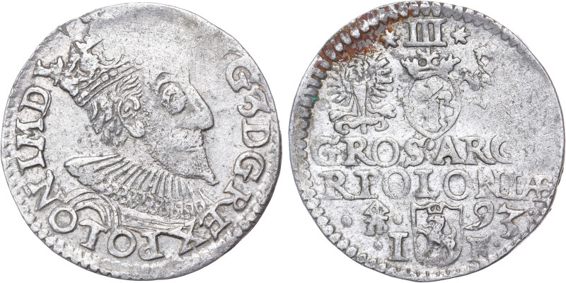 POLEN. KÖNIGREICH. Sigismund III Vasa

3 Groschen 1593 Olkusz

Iger O.93.6.a (R3...