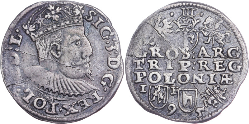 POLEN. KÖNIGREICH. Sigismund III Vasa 

3 Groschen 1595 Lublin / Topór 

Iger L....