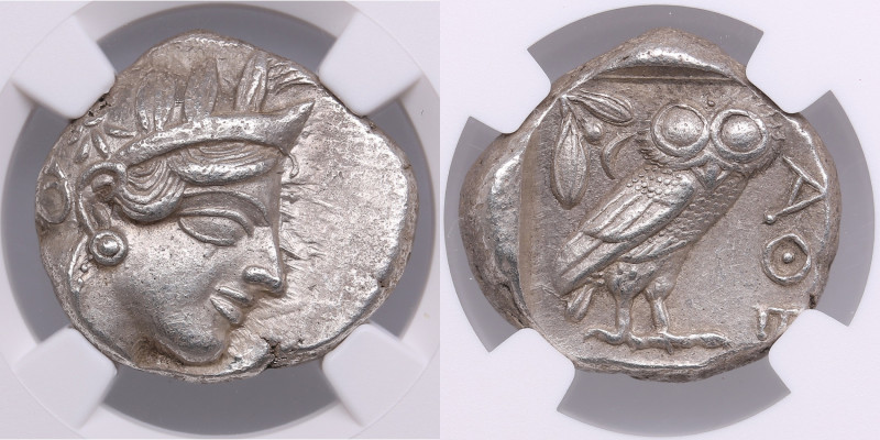 Attica (Athens) AR Tetradrachm, c. 440-404 BC - NGC AU
Strike: 4/5, Surface 3/5....