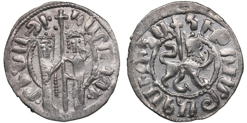 Cilician Armenia, AR Tram ND – Hetoum I and Zabel (1226-1270)
3.02g. 23mm. UNC/U...