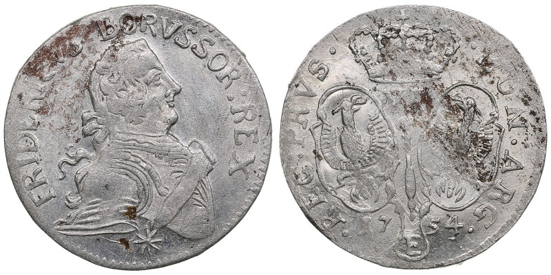 Germany (Brandenburg-Prussia) 6 Gröscher 1754 E - Friedrich II (1740-1786)
2.78g...