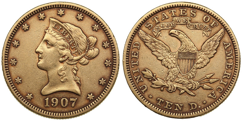 USA (Philadelphia) 10 Dollars 1907
16.65g. VF+/XF. KM 102.