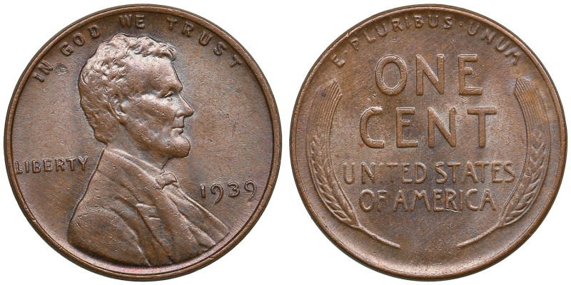 USA 1 Cent 1939
3.17g. UNC/UNC. Beautiful mint state specimen with brown toning....