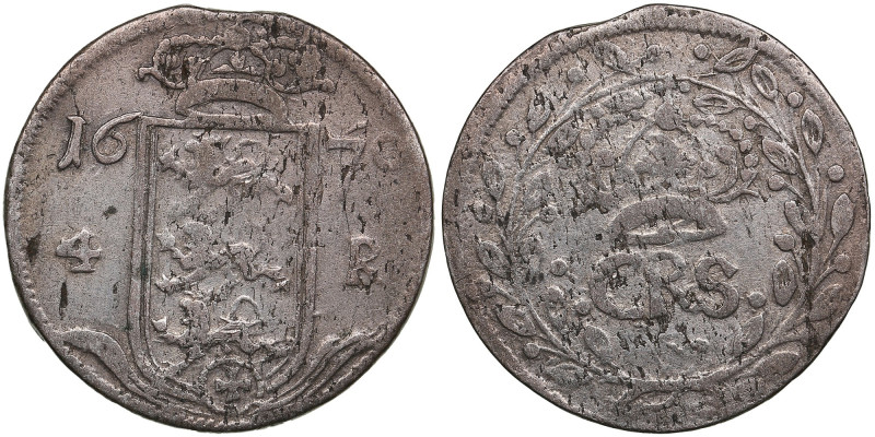 Reval (Sweden) 4 Öre 1670/69 - Karl XI (1660-1697)
4.22g. VF/VF. Haljak 206. 