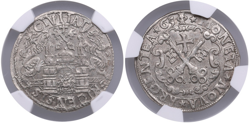 Riga Free City (Poland) 1/2 Mark 1565
Only 3 coins certified finer by NGC. A spl...