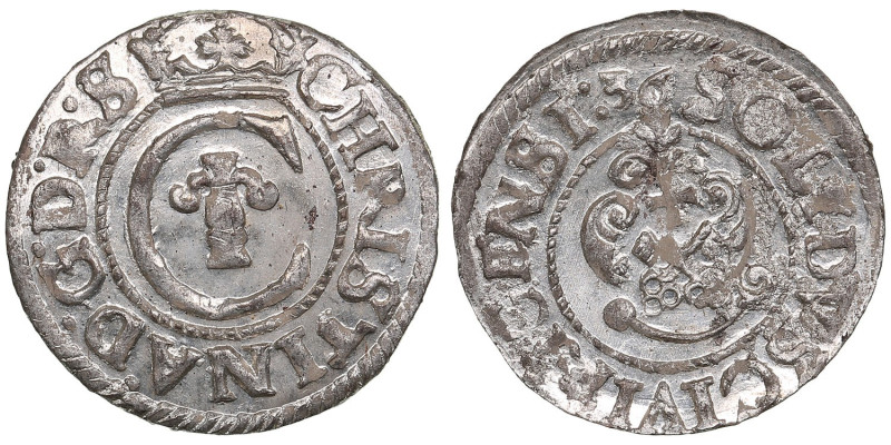 Riga (Sweden) BI Solidus 1636 - Kristina (1632-1654)
0.63g. UNC/UNC. Splendid lu...