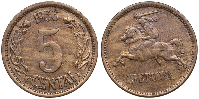 Lithuania 5 centai 1936
2.94g. AU/AU. An attractive specimen with mint luster. K...