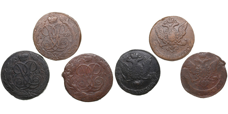 Russia 5 Kopecks 1761 MM, 1761, 1762 (3)
Various condition. Sold as seen, no ret...