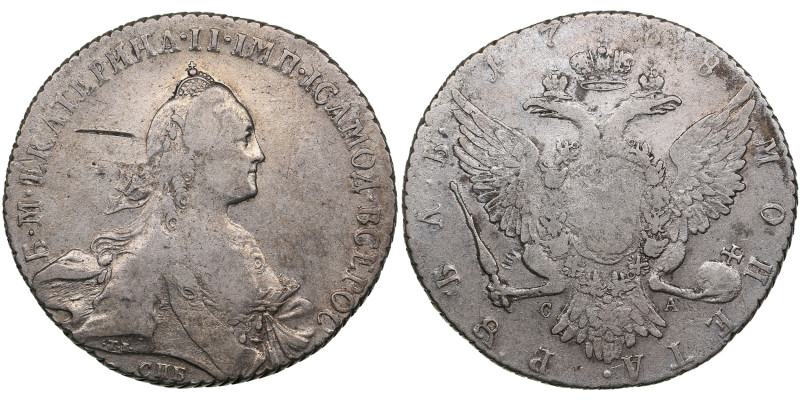 Russia Rouble 1768 СПБ-СА - Catherine II (1762-1796)
23.29g. VF/VF. Some luster....