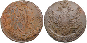 Russia 5 Kopecks 1790 EM - Catherine II (1762-1796)
52.34g. XF-/AU. Bitkin 644.