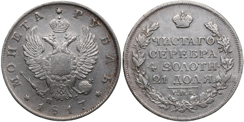 Russia Rouble 1817 CПБ-ПC - Alexander I (1801-1825)
20.34g. XF/XF+. Some mint lu...