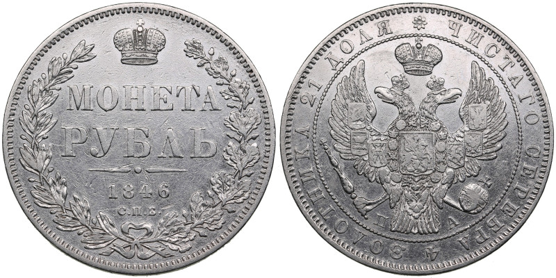 Russia Rouble 1856 СПБ-ПА - Nicholas I (1825-1855)
20.58g. XF+/XF. Bitkin 208....