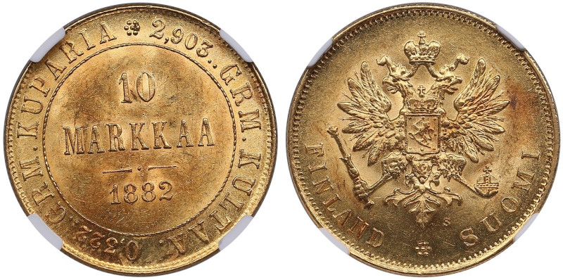 Finland (Russia) 10 Markkaa 1882 S - Alexander III (1881-1894) - NGC MS 63
An at...