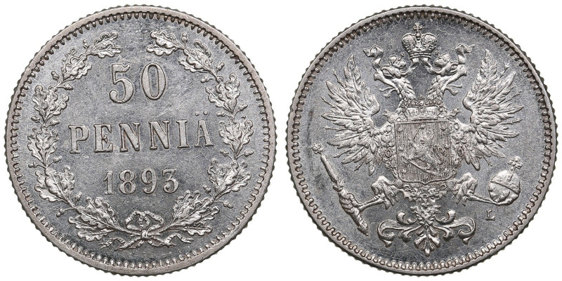 Finland (Russia) 50 Penniä 1893 L - Alexander III (1881-1894)
2.54g. Charming pr...