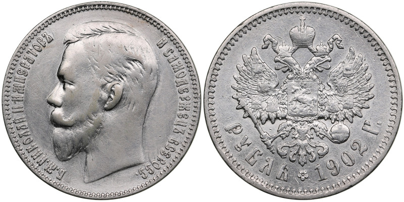 Russia Rouble 1902 АР - Nicholas II (1894-1917)
19.84g. VF/XF-. Mintage only 140...