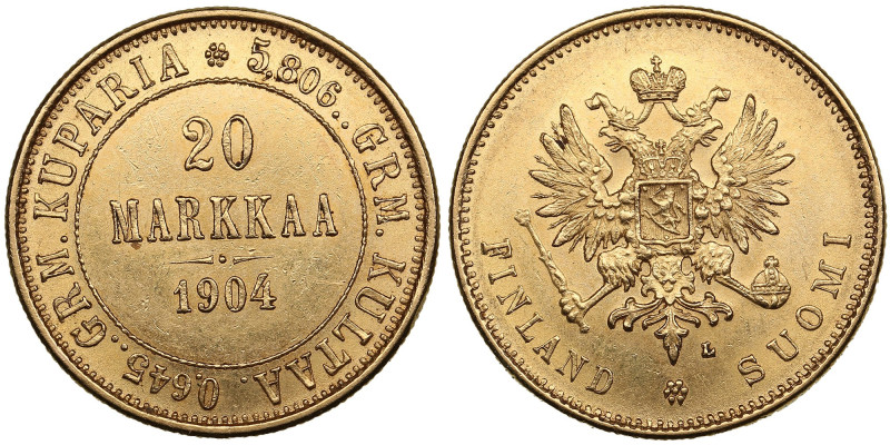 Finland (Russia) 20 Markkaa 1904 L - Nicholas II (1894-1917)
6.44g. XF+/AU. Mint...