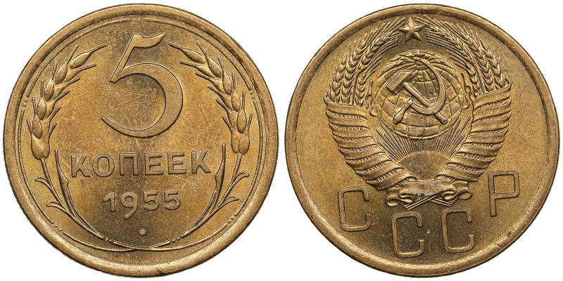 Russia (USSR) 5 Kopecks 1955
4.95g. UNC/UNC. Beautiful mint state specimen. Fedo...