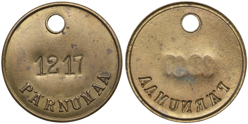 Estonia (Russia) Brass Round Jeton, ND (early XX) - PÄRNUMAA - Countermarked "12...